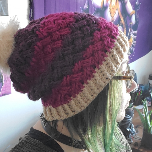 2 for $50! Crochet Ladies Winter Hat with Pompom - Picture 2 of 3